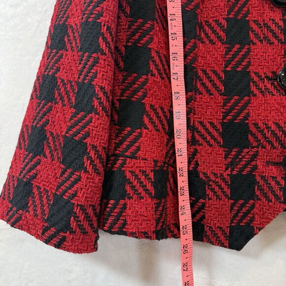 Coldwater Creek Jacket Blazer Houndstooth Chenille Red Black Plaid 20 - Picture 9 of 11